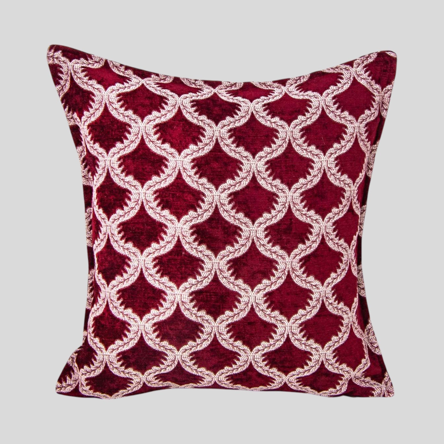 18" Turkish Square Pillow Cover - Deep Red Floral-0