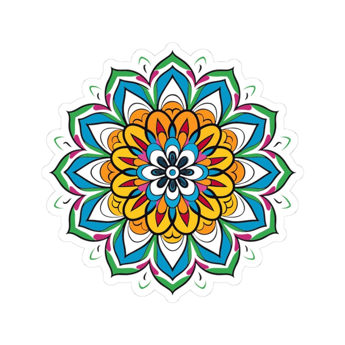 Vibrant Mandala Sticker: Boho Sacred Geometry Art Decal-0