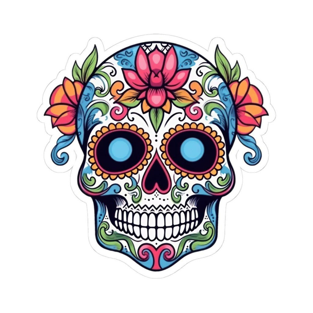 Sugar Skull Vinyl Sticker: Floral Dia de los Muertos Decal - Waterproof Gothic Art-0