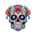 Sugar Skull Vinyl Sticker: Floral Dia de los Muertos Decal - Waterproof Gothic Art-0