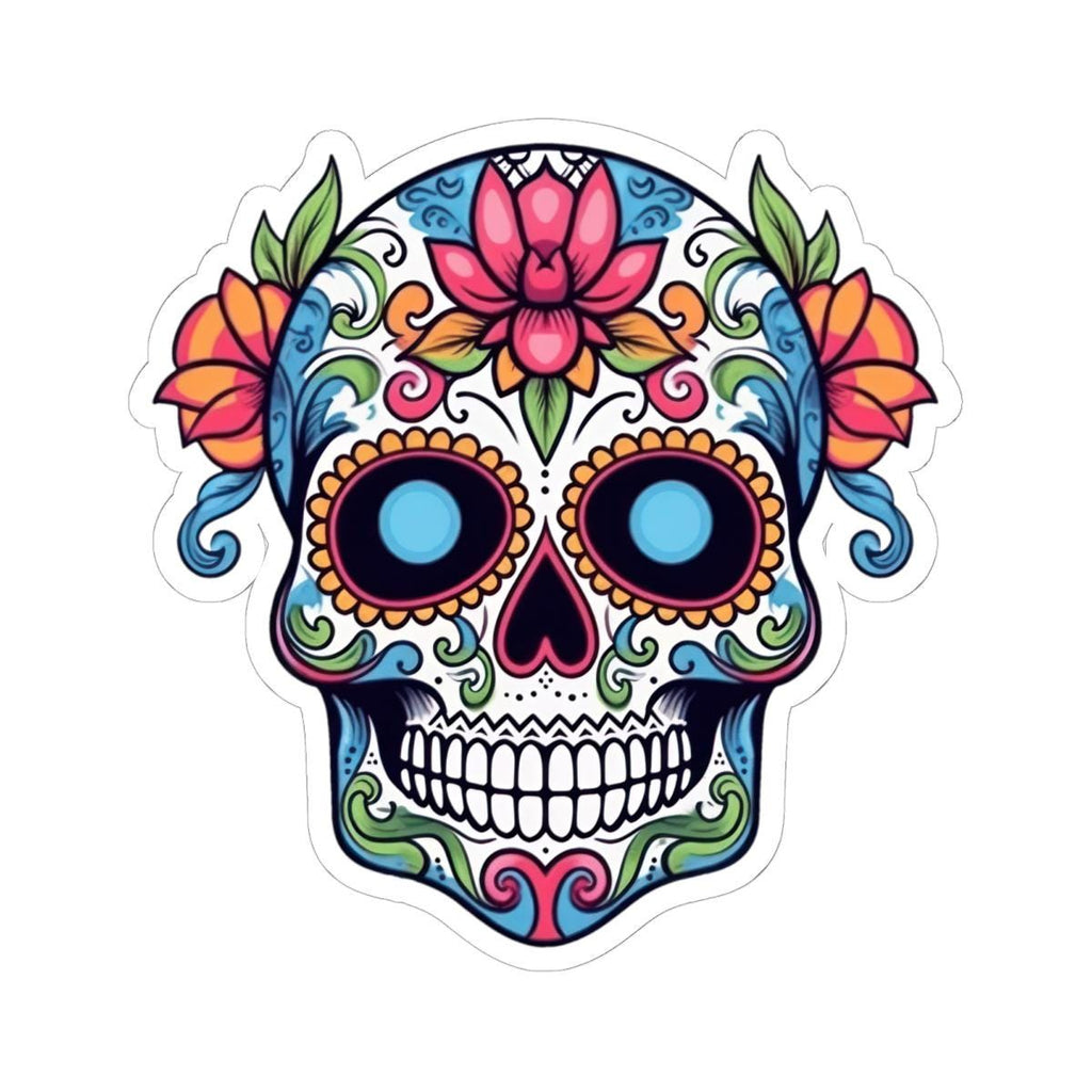 Sugar Skull Vinyl Sticker: Floral Dia de los Muertos Decal - Waterproof Gothic Art-4