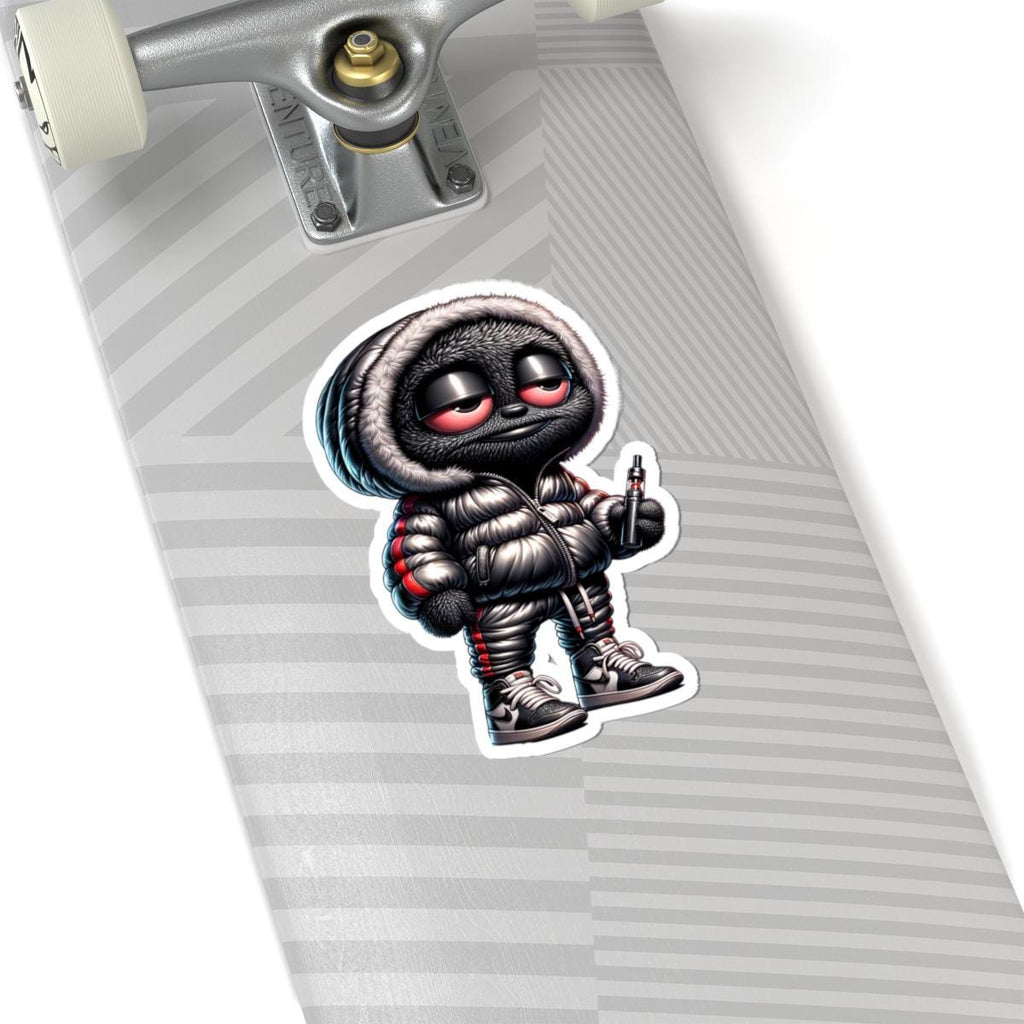Streetwear Monster Sticker: Black Furry Puffer Jacket - Waterproof Vinyl Decal-1
