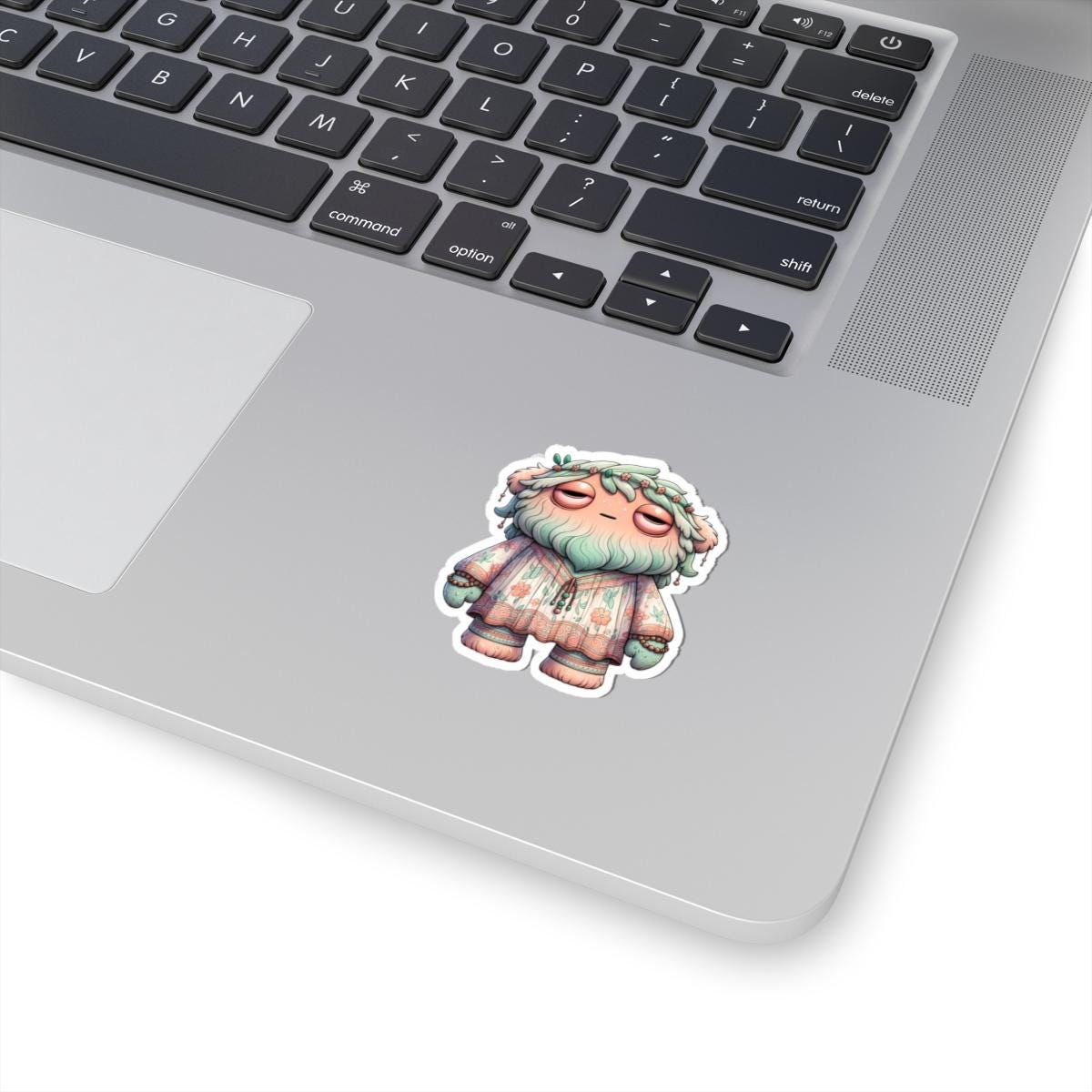 Floral Boho Monster Sticker: Pastel Hippie Character Art-2