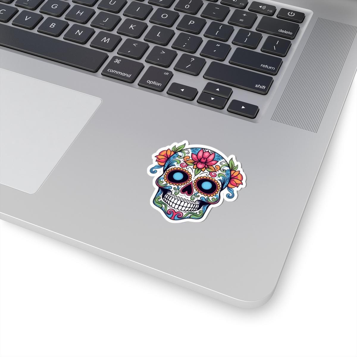 Sugar Skull Vinyl Sticker: Floral Dia de los Muertos Decal - Waterproof Gothic Art-2