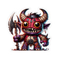 ColorFlow | Red Stitched Plushie Demon Monster Vinyl Sticker | Button Eye Art Decal | Unique Collectible | Fantasy Gift-0