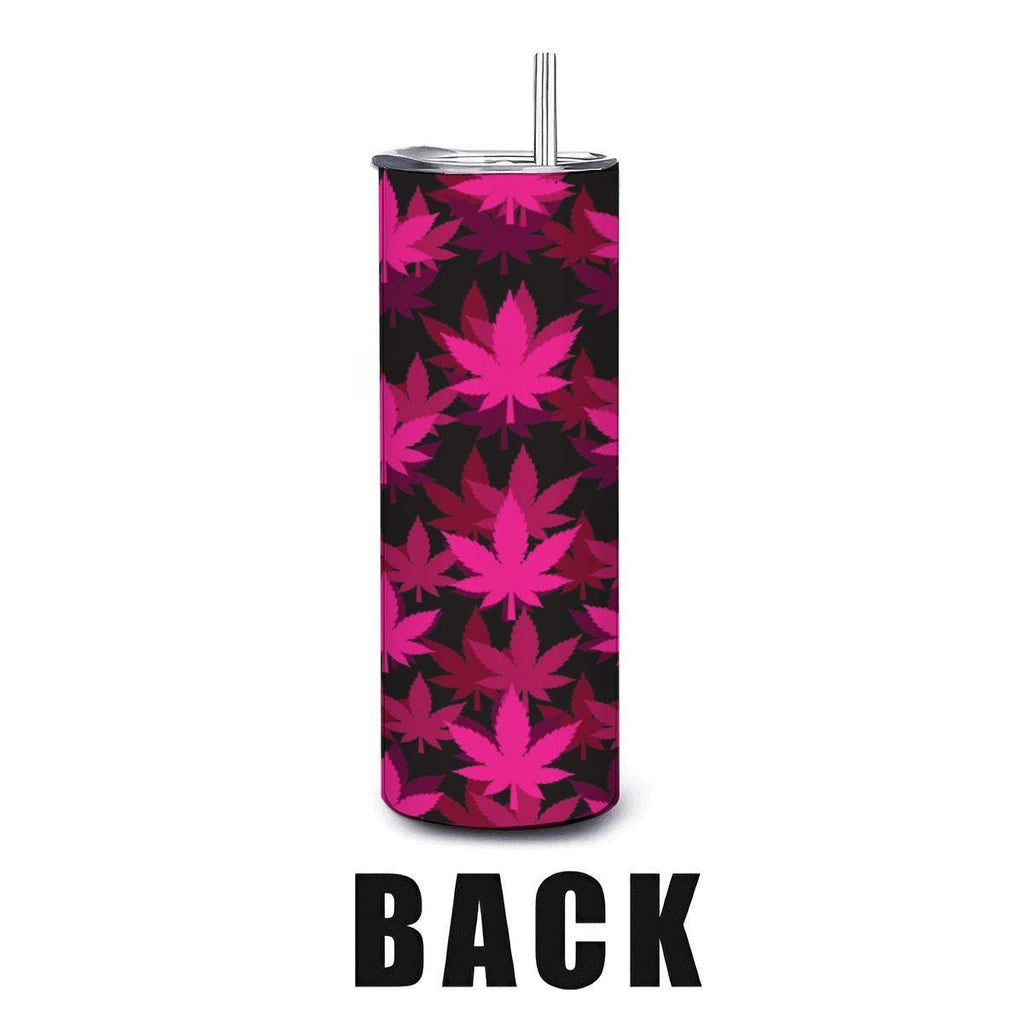 ColorFlow | Pink Neon Leaf Tumbler 20oz | Bold Cannabis Stainless Steel Cup | Weed Gift for Stoner Women-2