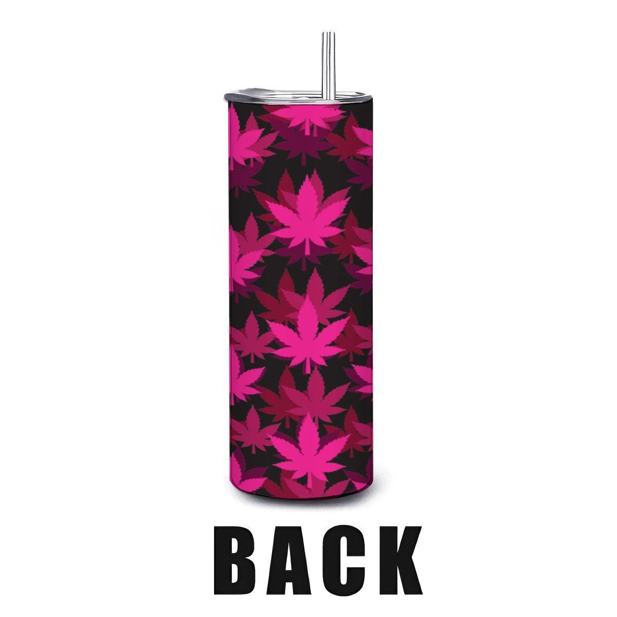 ColorFlow | Pink Neon Leaf Tumbler 20oz | Bold Cannabis Stainless Steel Cup | Weed Gift for Stoner Women-2
