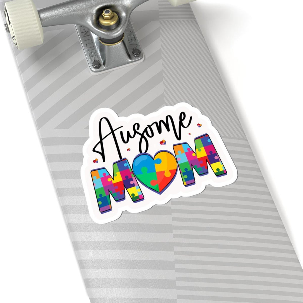 ColorFlow | Ausome Mom Vinyl Sticker | Puzzle Heart Autism Proud Parent-1