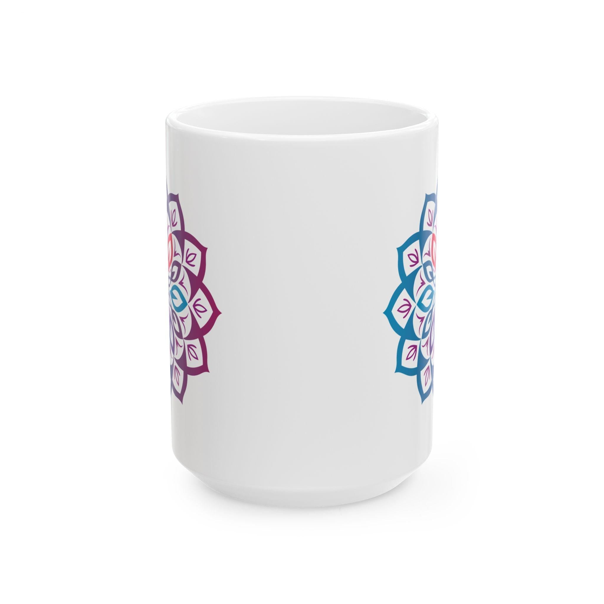 Mystic Aura Mandala Ceramic Mug | Blue Purple Boho Coffee Cup-2