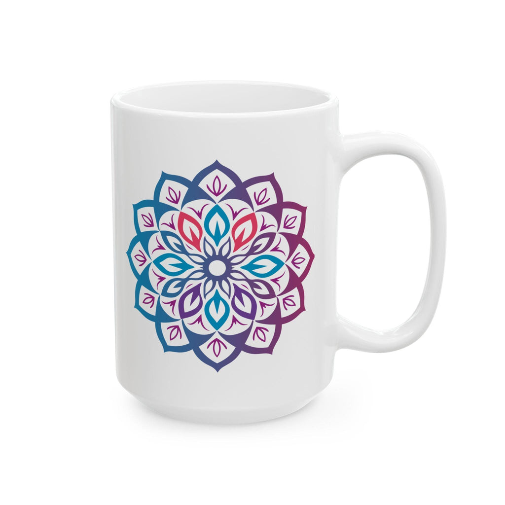 Mystic Aura Mandala Ceramic Mug | Blue Purple Boho Coffee Cup-4